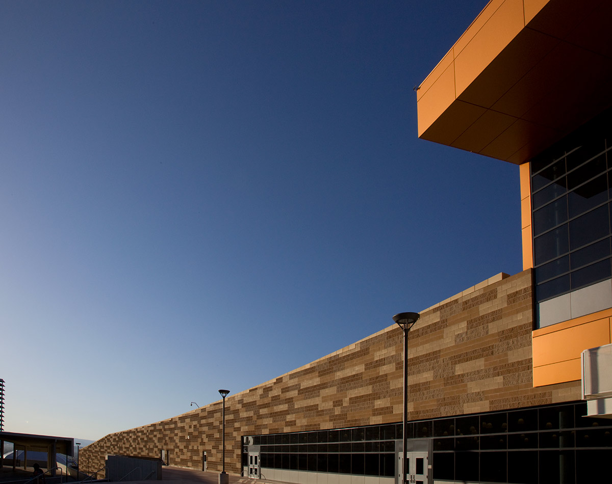 Architectural sunset view of Atrisco Academy High School - Albuquerque, NM